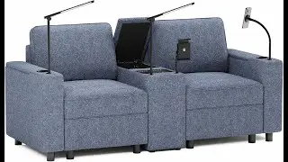 Multi-Functional Modern Loveseat Sofa Adjustable Backrest &Hidden Table ,Modular Sectional Sofa