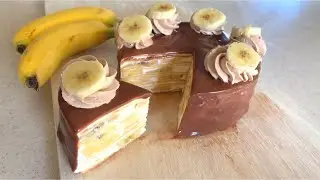 チョコバナナミルクレープの作り方 chocolate banana crepe cake recipe