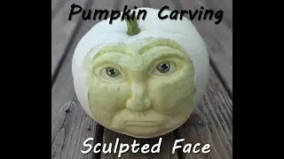 Carving a sculpted 3D face into a pumpkin