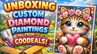 Unboxing Custom Diamond Paintings from Coodeals | Sparkly Cat Canvas Reveal 💎🐾