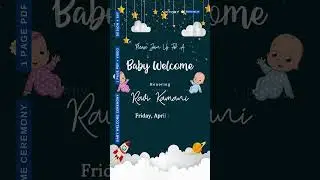 Baby Welcome Party invitation video in english language with space design 667