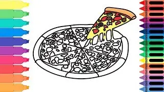 How to Draw Pizza - Coloring Books for Kids - Art Colors for Kids - Learn Colors