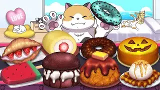 Mukbang Animation Sweet dessert set eating Food fighter cat