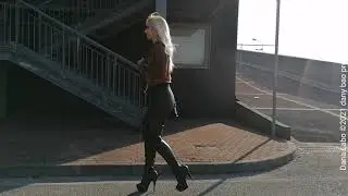 DANA LABO - NEW WOMAN COLLECTION, PLEASER LEATHER  BOOTS OVERKNEE HIGH HEELS, LEGGINGS AND JACKET