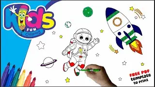 Coloring Astronaut and Space Rocket 🚀👩&zwj;🚀🪐 #014