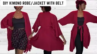 How to Cut and Sew a Simple Kimono Jacket with Belt | Easy DIY Robe Tutorial for Beginners