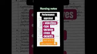 Performance appraisal || nursing notes || nursing administration