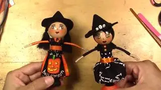 tutorial clothespin Halloween dolls