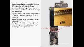 Apple iPhone 4 Not Charging from USB wire Solution power IC and fuses repair part