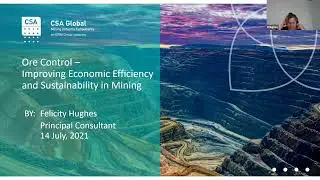 Felicity Hughes presents 'Ore Control &ndash; Improving Economic Efficiency & Sustainability in Mining'