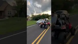 Catching a football on a ATV at 35 mph #shorts