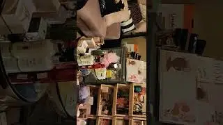 A glimpse into my temporary gift basket, making workspace