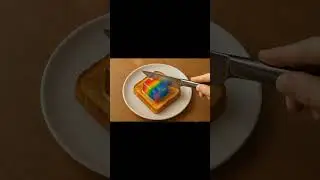 Satisfying ASMR | Cutting Rainbow Butter on Bread #relaxingmusic #asmr #viral #aiasmr #satisfying