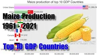 Maize production of top 10 GDP countries 1961-2021. #data #world #racing
