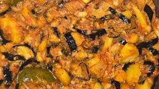 Cooking eggplant and potato dish(aloo aur bengan)mini vlog.#.cooking viral videos#