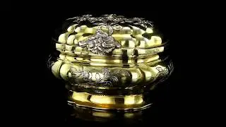 ANTIQUE 18thC RARE GERMAN SOLID SILVER GILT BOX, AUGSBURG, J M SATZGER c 1760