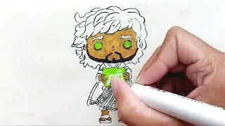 Drawing Funko Pop Bruno Madrigal holding Prophecy from Encanto