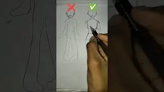 How to draw a Girl Body: Dress up pose easy frontview #drawing #tutorial #howtodraw #sketch #fypシ