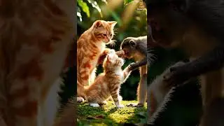 Kitten&rsquo;s Forest Adventure 🐱✨  The Brave Little Cat Meets a Playful Monkey  #cat #catimama
