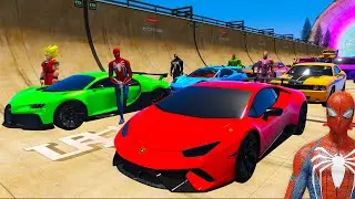 SPIDERMAN Epic Mega OCEAN RAMP Challenge for Cars Monster Trucks! Superhero Hulk Venom Goku &ndash; GTA 5