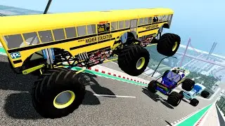 BMNG Random Car - Epic High Speed Monster Truck Jumps and Crashes #103- BeamNG Drive