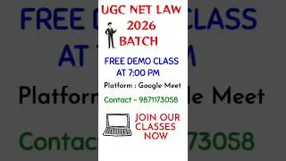 UGC NET LAW 2026 BATCH !! FREE DEMO CLASS !! TODAY - 07:00 PM !!