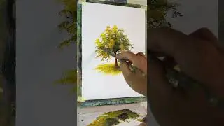 009 - Super Easy Tree Painting in 17s | Acrylic Short