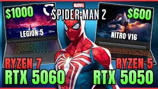 Acer Nitro V16 (RTX 5050) против Lenovo Legion 5 (RTX 5060) | Тесты Spider-Man 2!