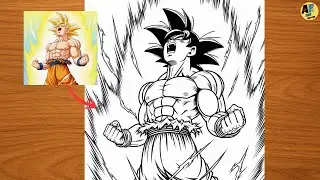 How to draw goku drawing ultra instinct full body |dragon ball power levels|goku strongest character