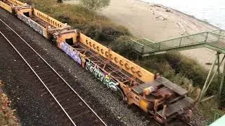 BNSF Empty Well Cars Westbound at Carkeek Park