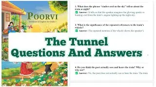 The Tunnel Class 7 Questions And Answers Chapter 10 Poorvi English Reader CBSE