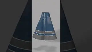 3D High-Waisted Denim Skirt | Full Turntable Render in Style3D