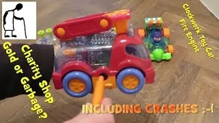 Clockwork Toy Car Fire Engine INCLUDING CRASHES