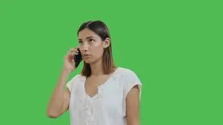 Woman talking on the phone with chroma background|Chroma Key|Greenscreen|Template| Effect|Backdrop