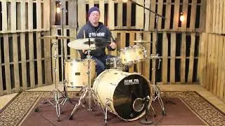 Used Pork Pie USA Custom Natural Lacquer Drum Set - 22, 12, 16