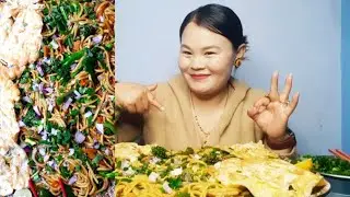 SPICY CHOWMEIN MUKBANG 😱||WITH EGG, AKABARE& LEMON//दामी,पिरो चाउमिन//अण्डा फ्राई||
