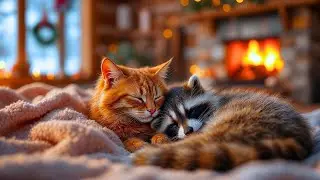 2H Cat Purring by the Fireplace &ndash; Soft Winter Ambience for Calm Sleep