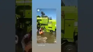 New trick washing combine harvester #farming #new #tricks #viral #reels