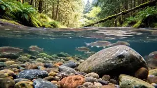 ASMR Atmosphere of the depths of the Forest River, Small Fish swimming Beautifully, Calming