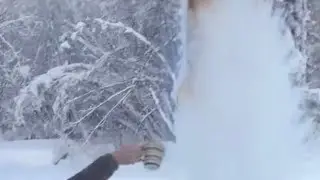 Thrown coffee, turns instantly to &ldquo;Ice (Coffee)Fog&rdquo;at -42. Salcha, Alaska