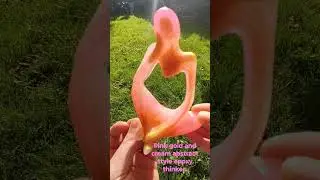 part two pink gold and cream abstract style epoxy thinker reveal. #epoxy #resin #thinker #abstract