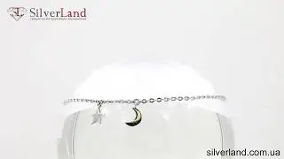 Серебряный браслет Месяц Звезда подвесками родированный mb247 в SilverLand.com.ua