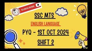 SSC MTS PYQ 2024 ( 1st OCT 24, SHIFT- 2 ) ENGLISH SECTION (Mock + Solution )#sscmts #ssc #ssccgl 