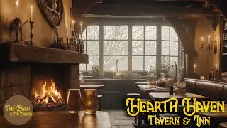 Snow Storm in a Tavern Ambience | Fire Crackling | Cozy Winter Pub | Winter Ambience