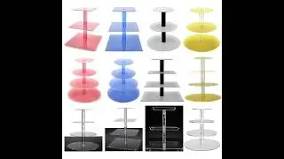 5 Tiers Large Acrylic Wedding Cupcake Stands Tower Tree, Clear Tiered Cake Stand