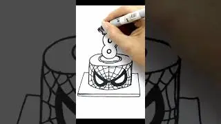 🎉🥳how to draw Lovely Spider-man Birthday cake #8 #drawings #spiderman #shorts