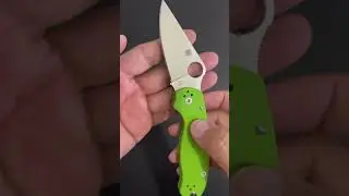 Spyderco Para Military 2 Knife Joy exclusive with CPM 20CV blade in neon green G-10 scales.