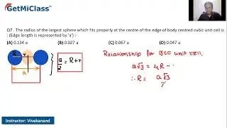 Radius of Body Centred Cubic Sphere JEE 12th Chemistry Solid State