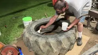 Replacing a Bad Combine Tire With a Brand Used Less Bad Tire