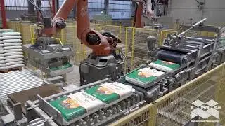 PALLETTIZZATORI ROBOTICI PER SACCHI DI FARINA - ROBOTIC PALLETIZER STATION FOR FLOUR BAGS